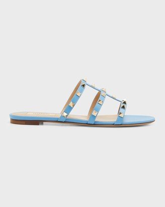 Rockstud Caged Calfskin Flat Sandals-AA