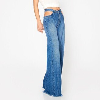 NOEND Denim Salina High Rise Cut Out Detail Wide Leg Jeans