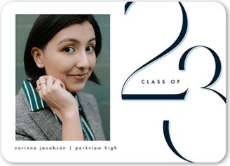 Graduation Announcements: Elegantly Lined Graduation Announcement, White, 5X7, Matte, Signature Smooth Cardstock, Rounded