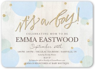 Baby Shower Invitations: Newborn Confetti Boy Baby Shower Invitation, Beige, Standard Smooth Cardstock, Rounded