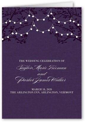 Wedding Program Cards: Enlightened Evening Wedding Program, Purple, 5X7, Pearl Shimmer Cardstock, Square