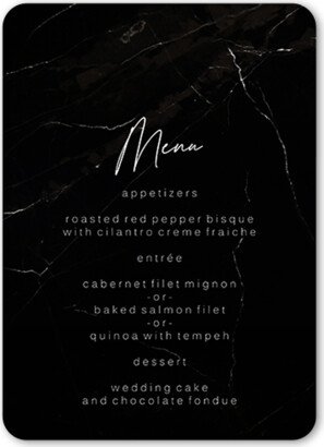 Wedding Menu Cards: Married Marble Wedding Menu, Black, 5X7 Flat Menu, Matte, Signature Smooth Cardstock, Rounded