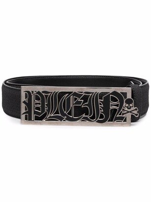 Logo-Plaque Leather Belt-AE