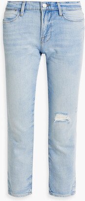 Le High Straight cropped distressed high-rise straight-leg jeans