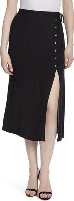 Women's Irina Side Tie Button Slit Skirt