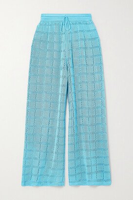 Net Sustain Cropped Crochet-knit Wide-leg Pants - Blue