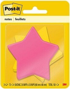 Post-it Die-Cut Shaped Notepads 2.6 x 2.6 Assorted Colors Star-Shaped 7350-STR