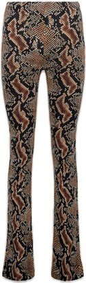 High Waist Snake Printed Flared Trousers