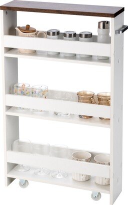 Rolling Kitchen Slim Storage Cart Mobile Shelving Organizer with Handle - 19 x 5 x 32