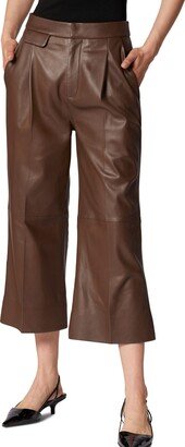 Everet Wide Leg Crop Lambskin Leather Pants