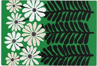 Modern Tropical Mod Flower Garden Black White Rug