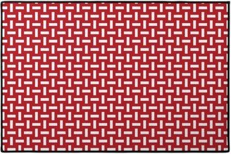 Door Mats: Geometrically Assembled Flag - Red Door Mat, Red