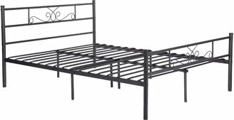 Cheerwing Easy-to-assemble Metal Bed Frame Platform Mattress Foundation with Headboard ,Under-bed Storage,Multiple Sizes.