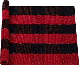 PiccoCasa Cotton Classic Pattern High Density Woven Floor Mats 1 Pc Red & Black 51x24