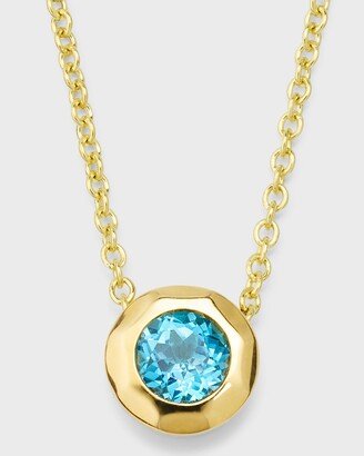 18K Rock Candy Caramella Round Pendant in Swiss Blue Topaz, 16-18L