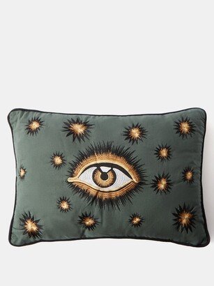 Eye-embroidered Cotton Cushion