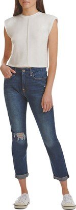 Womens High Rise Distressed Boyfriend Jeans