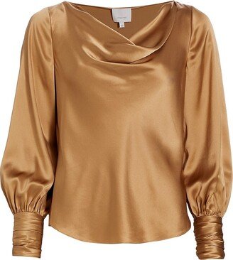 Taylee Cowlneck Silk Blouse