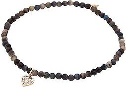 Baby Heart Charm Ethiopian Beaded Bracelet in Black