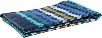 Zigzag-Print Cotton Towel-AA