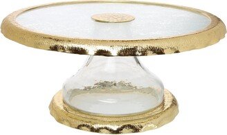 Alice Pazkus Glass Cake Stand With Gold Bordere