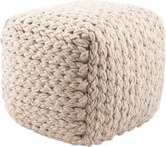 16x16 Square Scandinavian Pouf Ottoman Tan