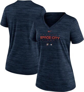 Women's Navy Houston Astros City Connect Velocity Practice Performance V-Neck T-shirt