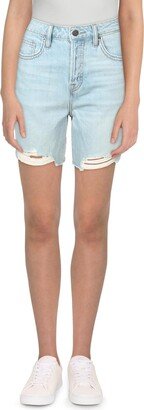 Womens Destroyed Mom Denim Shorts