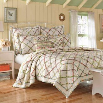 Ruffle Garden Appliqued Diamond Cotton Quilt, Full/Queen