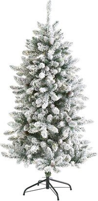 5Ft Flocked Livingston Fir Artificial Christmas Tree With Pine Cones & 498 Bendable Branches