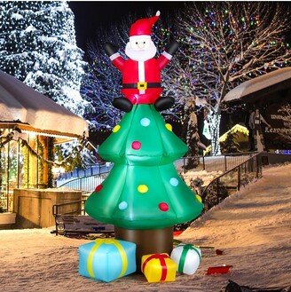 7 FT Christmas Tree with Santa Claus Gift Boxes Blow-up Xmas Tree with LED Lights