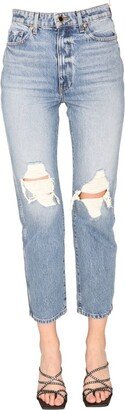 Distressed Cropped Jeans-AO