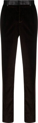 Satin-Trim Velvet Tailored Trousers