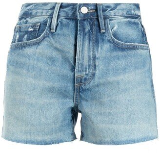 High-Waisted Denim Shorts-AK