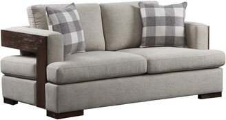 Fabric Upholstered Loveseat with Track Armrests and Block Legs, Gray