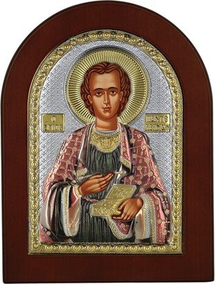 Saint Panteleimon - Greek Orthodox Catholic Christian Byzantine-Silver Icon