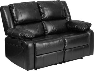 Harmony Series Black LeatherSoft Loveseat with Two Built-In Recliners