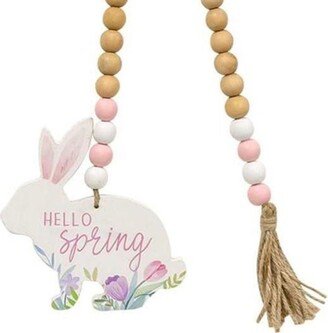 Hello Spring Wooden Bead Garland with Bunny - 2.75â high by 3.25â wide by .5â deep.