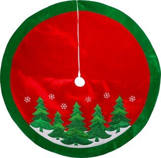 Kurt S. Adler Kurt Adler 48 Inch Velvet Red with Green Trees Treeskirt