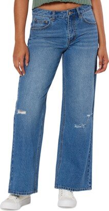 Juniors' Rayssa Distressed Wide-Leg Jeans