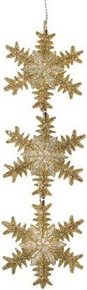 Kurt S. Adler 6.75 Gold and Silver Glittered Snowflake Trio Christmas Ornament