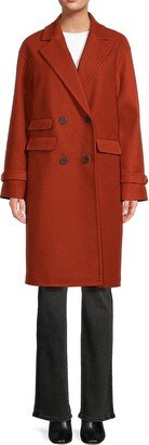 Double Breasted Faux Wool Military Coat