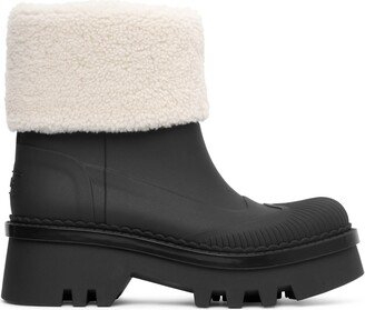 Raina black fur rain boots