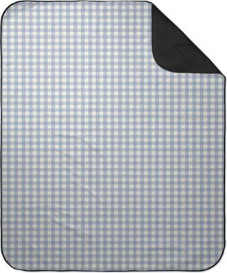 Picnic Blankets: Buffalo Plaid - Soft Blue & Cream Picnic Blanket, Blue