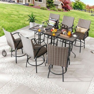 Patio Festival 9-Piece Outdoor Wicker/Rattan Bar Height Dining Set