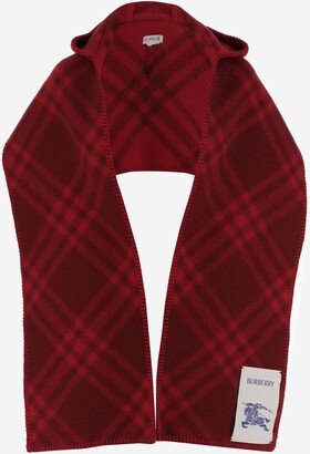 Wool Check Hooded Scarf