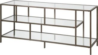 Henn& Hart 55 Metal Aged Steel and Gray Streamlined TV Stand with Glass Shelves - Henn&Hart