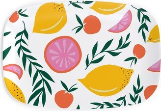 Serving Platters: Citrus Grove - Pink And Yellow Serving Platter, Pink