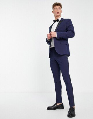 skinny tuxedo suit trousers in navy