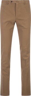 Slim Fit Classic Trousers In Camel Gabardine